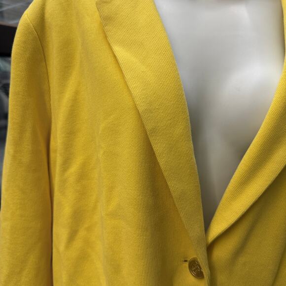 Talbots Women Blazer Jacket SZ 22 Yellow Nautical Anchor Lining 100% Cotton Knit - Picture 5 of 5